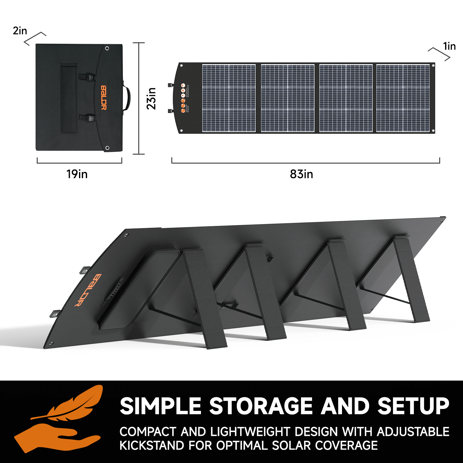 BALDR Solar Panels 200W Monocrystalline Portable Folding Solar Charger for Solar Generators and Portable Power Stations，Solar Panel Kit for Camping, Off Grid Living