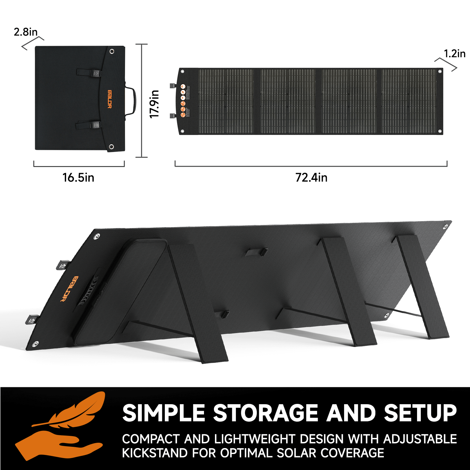BALDR 120W Portable Solar Panel for Jackery/ECOFLOW/Flashfish/ROCKPALS Power Station Generator, Foldable Solar Cell Charger with USB Ports & PD Output for Camping, Off Grid Living. Black Visit the BALDR Store