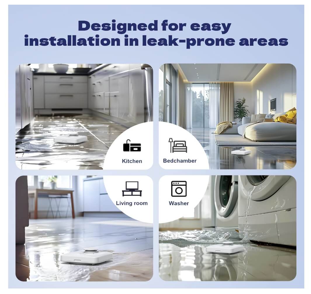 BaldrTherm Water Leak Detector 3-Pack - 100dB Alarm with Smart Alerts for Home and Basement