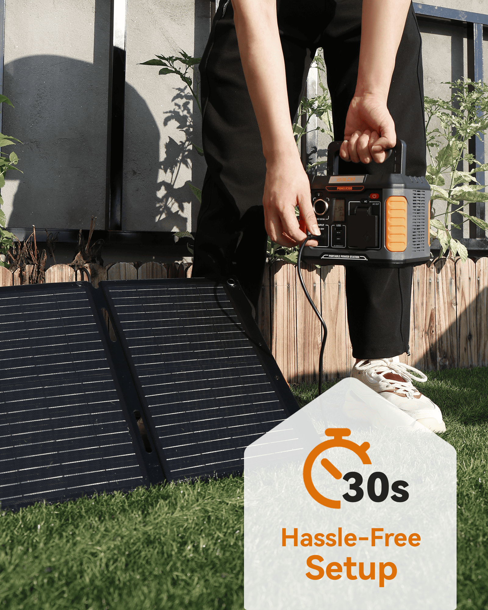 BALDR Solar Generator, 300W Portable Power Station with 60W Solar Panel, for Camping, Emergency Backup