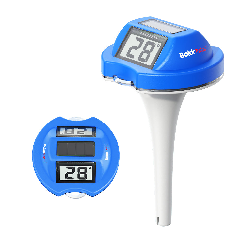 BaldrTherm Pool Thermometer Solar Digital Floating,With Double-Sided Display Screen for Swimming Pool, Blue