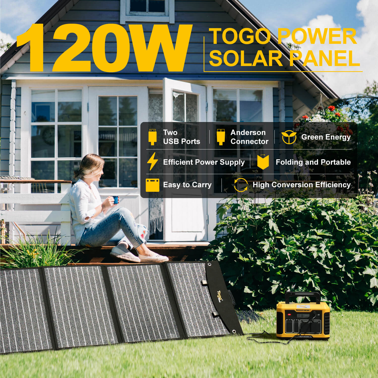 TogoPower 120W Portable Foldable Solar Panel