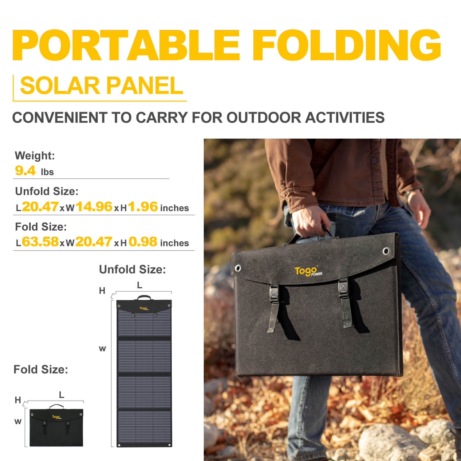 TogoPower 120W Portable Foldable Solar Panel