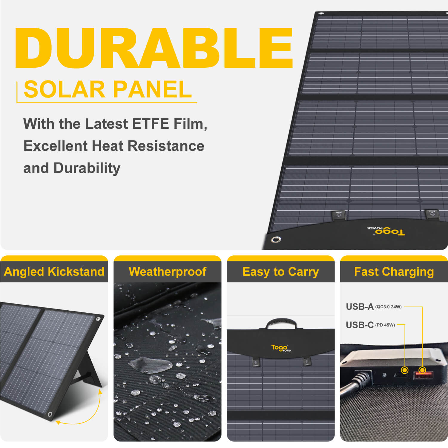 TogoPower 120W Portable Foldable Solar Panel