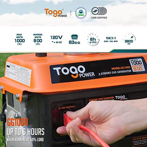 Togopower GG1000 Portable Gas Generator