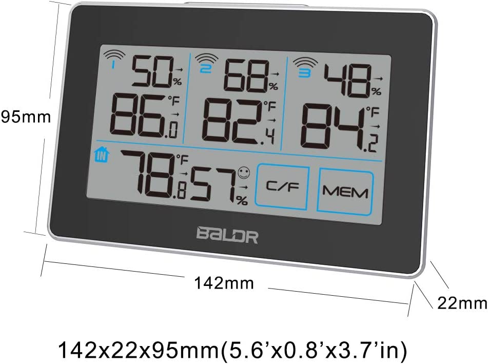 Baldr Wireless Thermo-hygrometer with 3 sensors B317T4H4